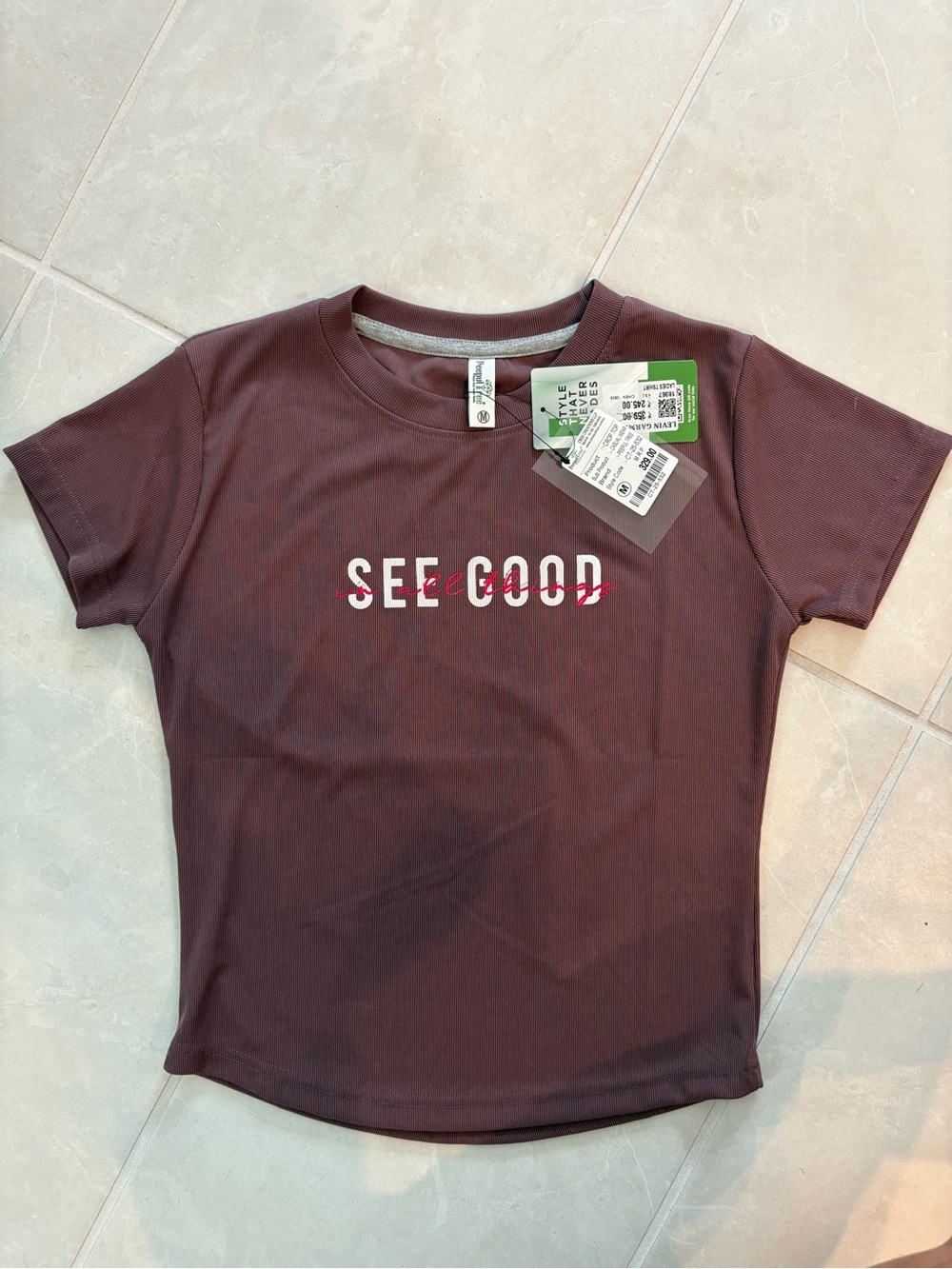 See Good Short Sleeve Tee - Brown - Unbranded